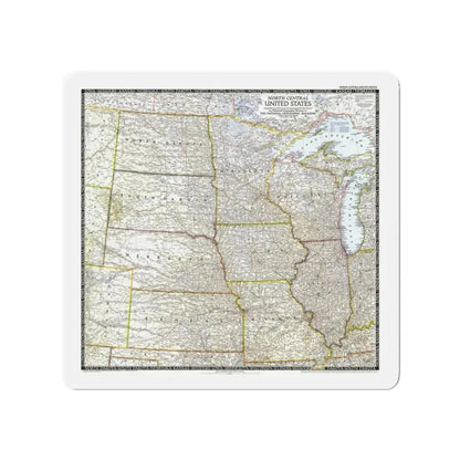 USA - North Central (1948) (Map) Refrigerator Magnet 3 Inch - The Sticker Space