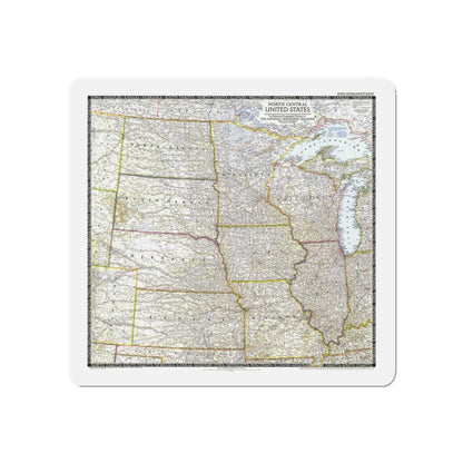 USA - North Central (1948) (Map) Refrigerator Magnet-5" x 5"-The Sticker Space