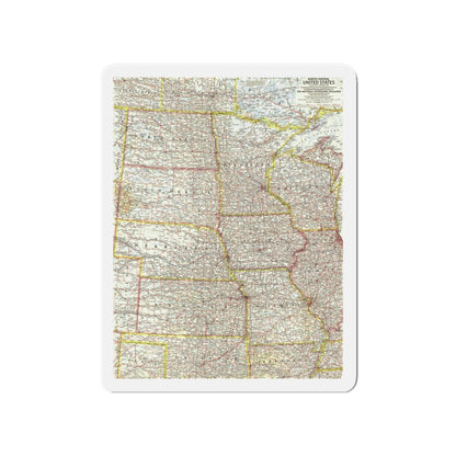 USA - North Central (1958) (Map) Refrigerator Magnet-4" x 4"-The Sticker Space