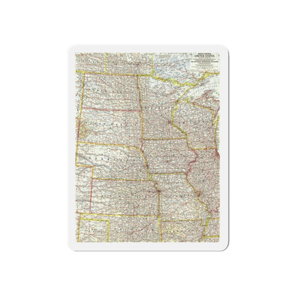 USA - North Central (1958) (Map) Refrigerator Magnet-6 × 6"-The Sticker Space