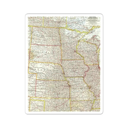 USA - North Central (1958) (Map) STICKER Vinyl Kiss-Cut Decal 2 Inch White - The Sticker Space