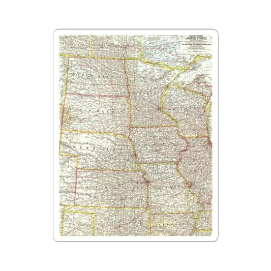 USA - North Central (1958) (Map) STICKER Vinyl Kiss-Cut Decal 2 Inch White - The Sticker Space