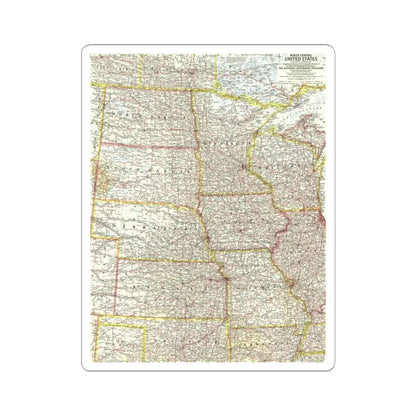 USA - North Central (1958) (Map) STICKER Vinyl Kiss-Cut Decal 6 Inch White - The Sticker Space