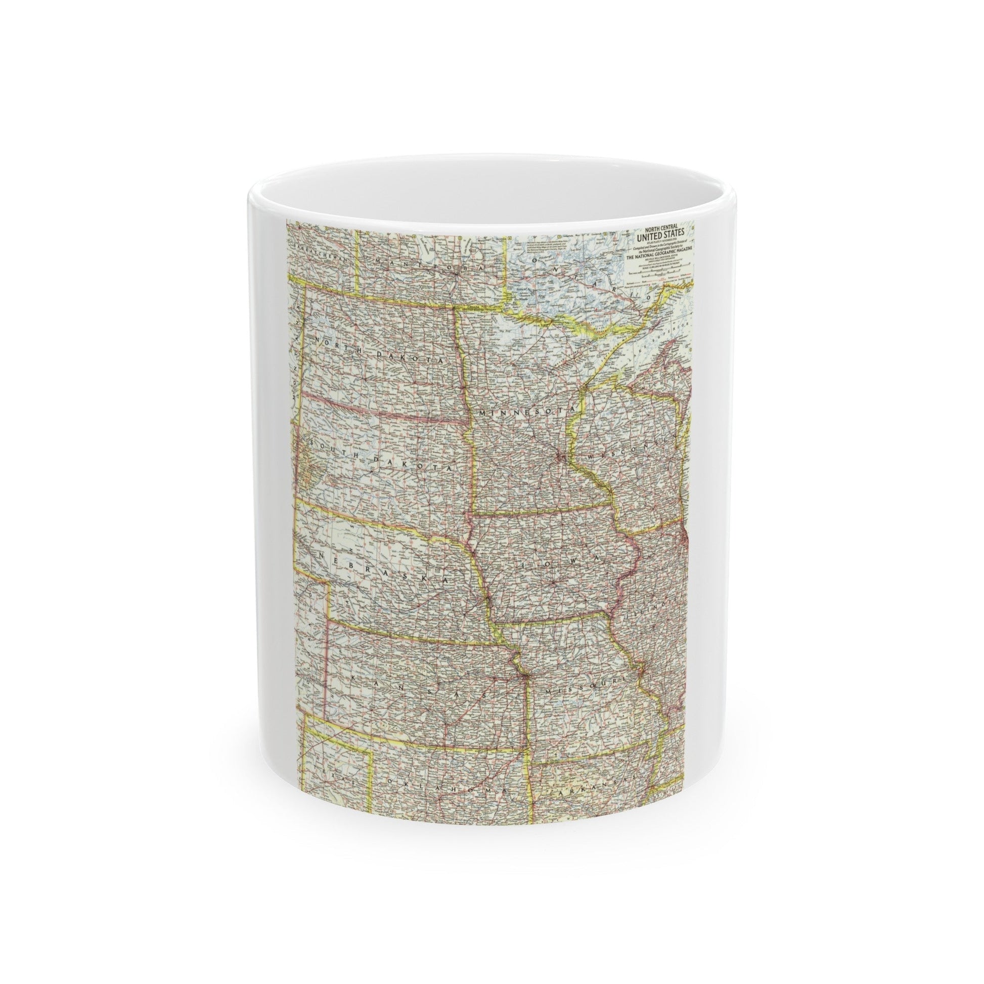 USA - North Central (1958) (Map) White Coffee Mug-11oz-The Sticker Space