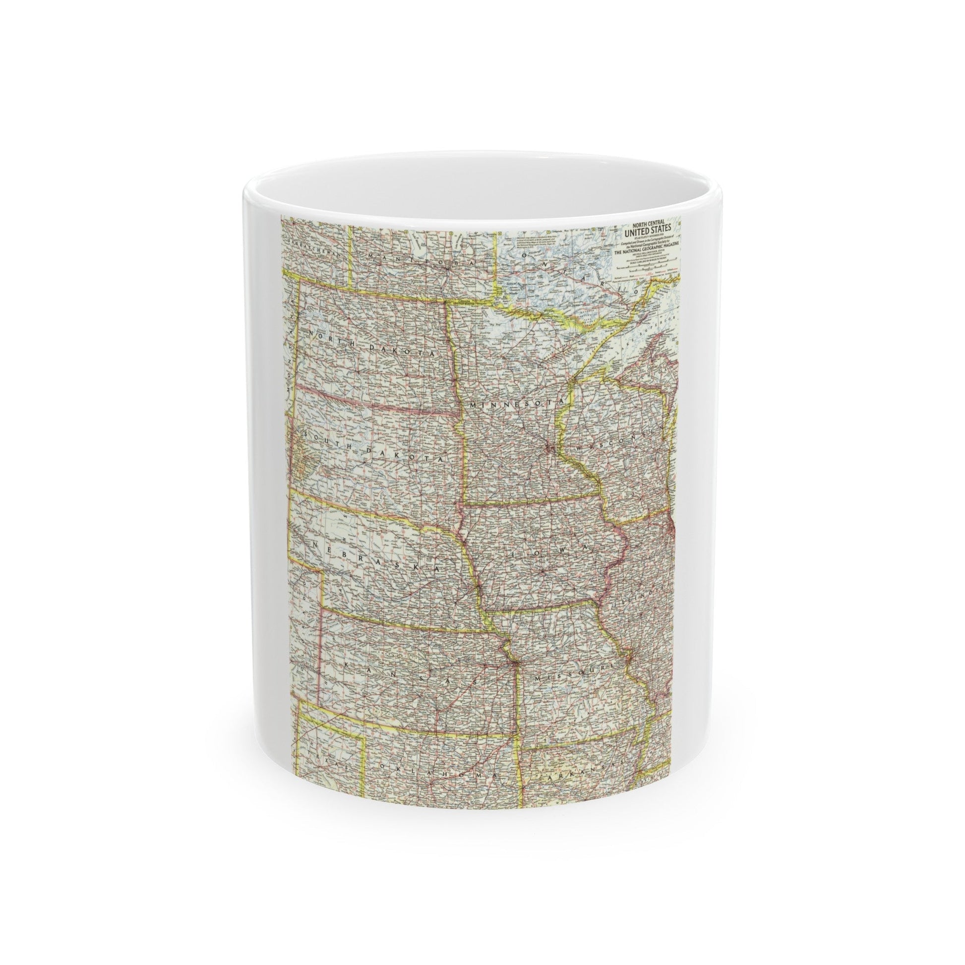 USA - North Central (1958) (Map) White Coffee Mug-11oz-The Sticker Space