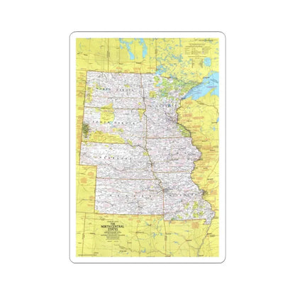 USA - North Central States 1 (1974) (Map) STICKER Vinyl Kiss-Cut Decal 3 Inch White - The Sticker Space