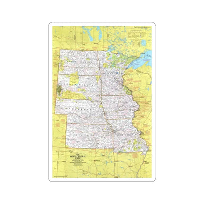USA - North Central States 1 (1974) (Map) STICKER Vinyl Kiss-Cut Decal 6 Inch White - The Sticker Space