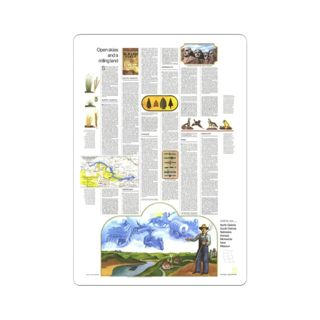 USA - North Central States 2 (1974) (Map) STICKER Vinyl Kiss-Cut Decal 2 Inch White - The Sticker Space