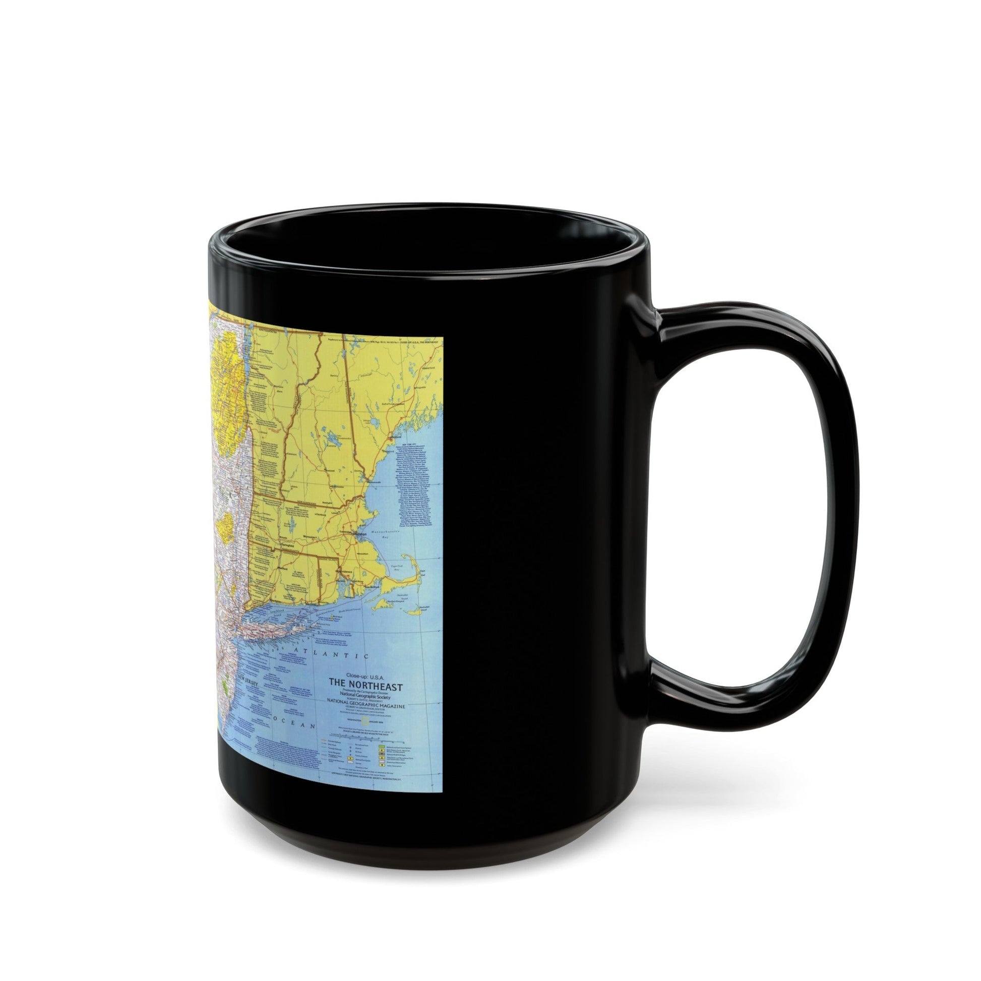 USA - Northeast 1 (1978) (Map) Black Coffee Mug-The Sticker Space