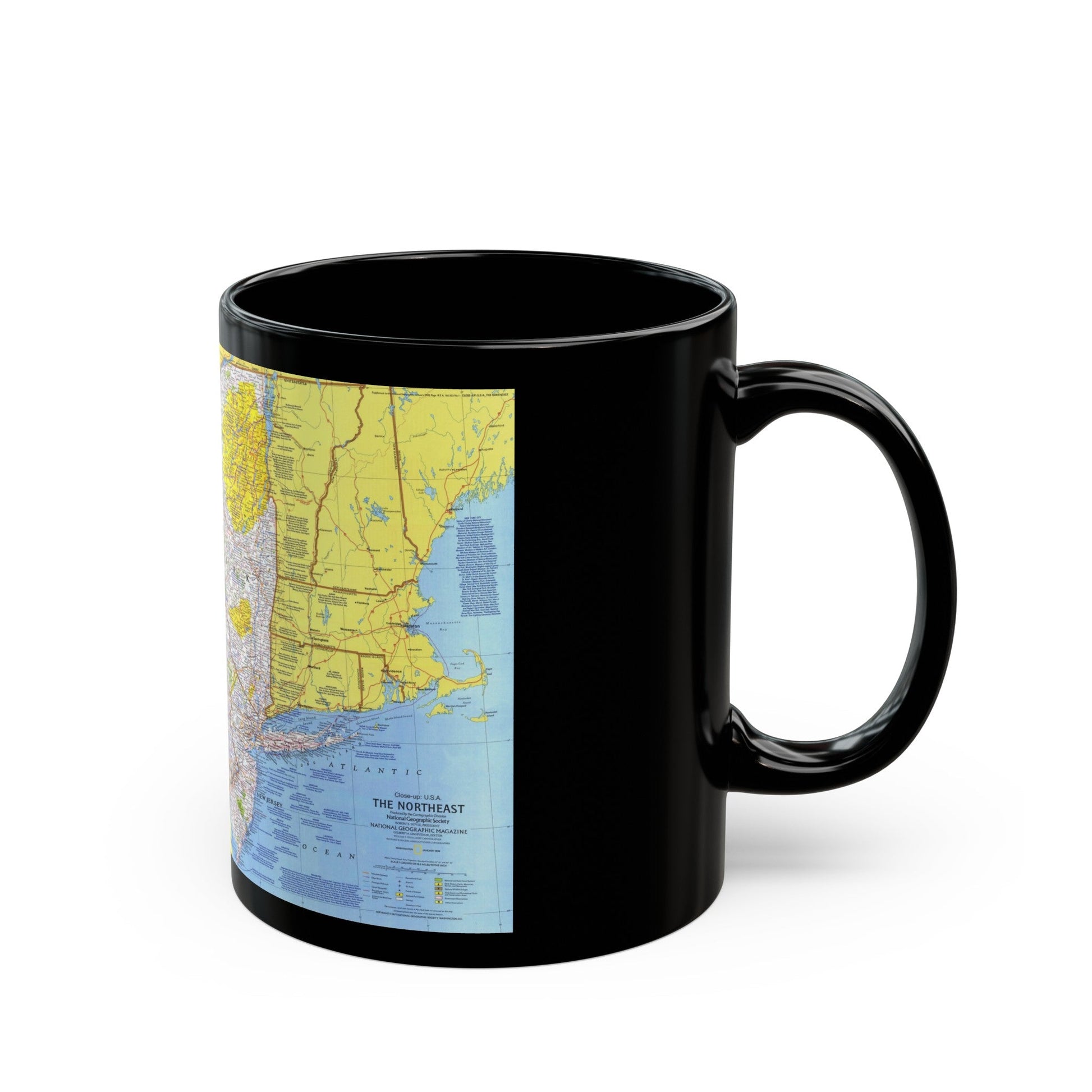 USA - Northeast 1 (1978) (Map) Black Coffee Mug-The Sticker Space