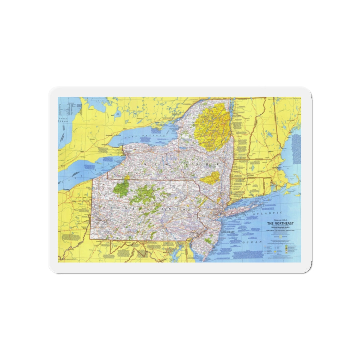 USA - Northeast 1 (1978) (Map) Refrigerator Magnet-2" x 2"-The Sticker Space