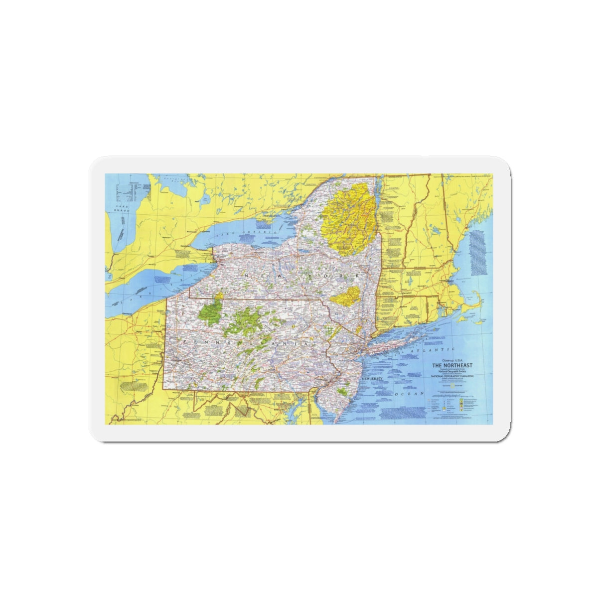 USA - Northeast 1 (1978) (Map) Refrigerator Magnet-5" x 5"-The Sticker Space