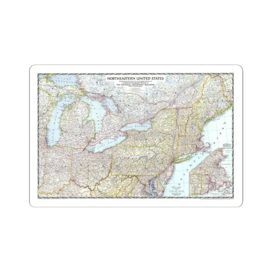 USA - Northeastern (1945) (Map) STICKER Vinyl Kiss-Cut Decal 2 Inch White - The Sticker Space