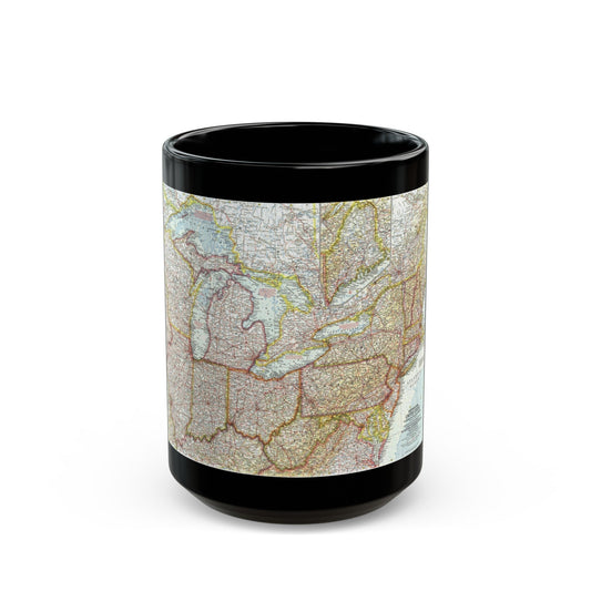 USA - Northeastern & Great Lakes (1959) (Map) Black Coffee Mug-15oz-The Sticker Space