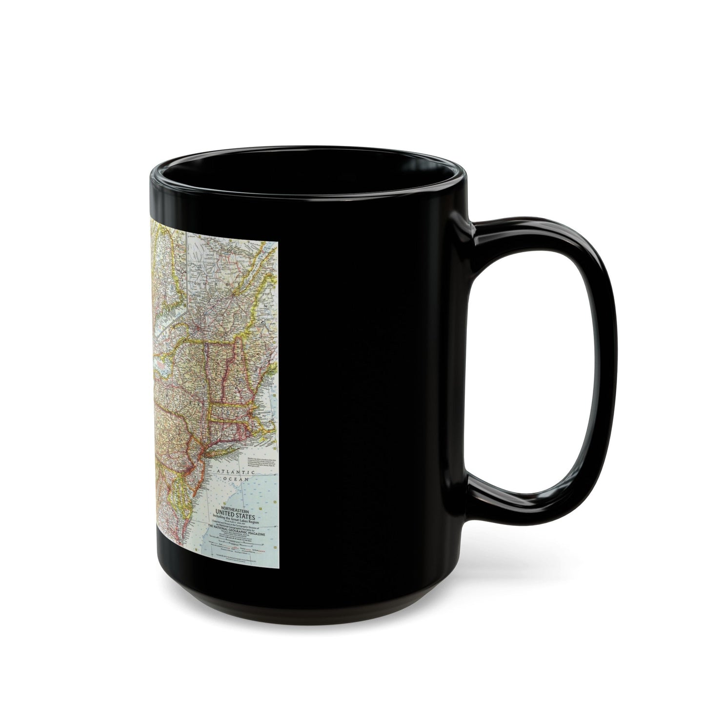 USA - Northeastern & Great Lakes (1959) (Map) Black Coffee Mug-The Sticker Space