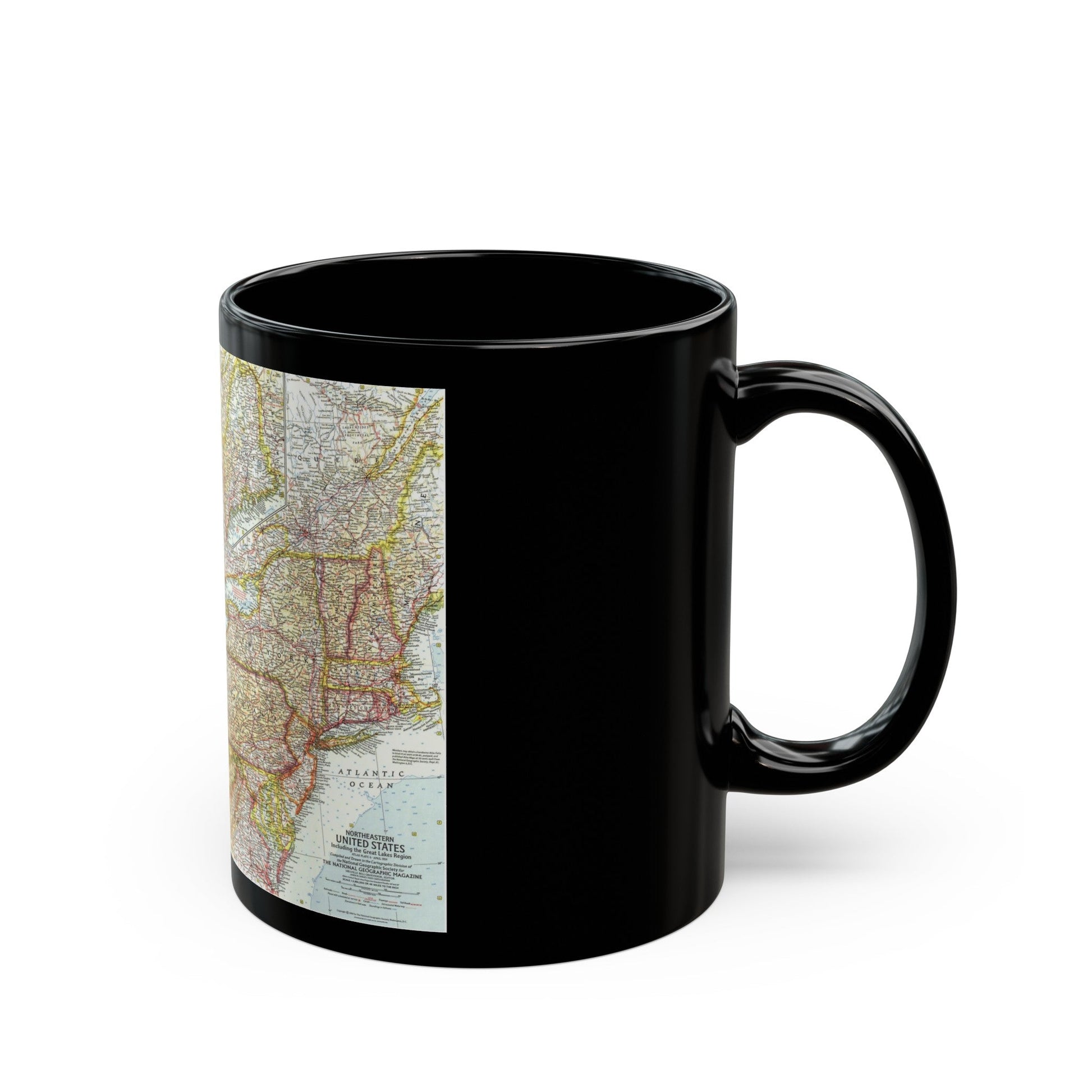 USA - Northeastern & Great Lakes (1959) (Map) Black Coffee Mug-The Sticker Space