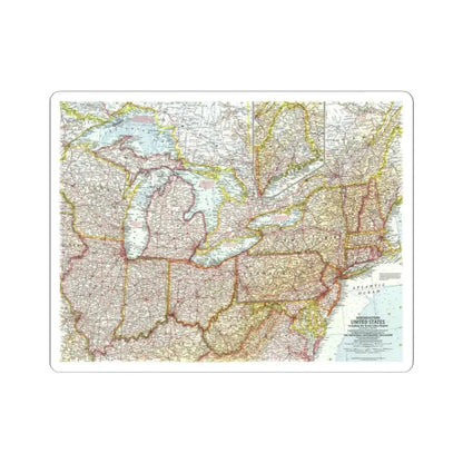 USA - Northeastern & Great Lakes (1959) (Map) STICKER Vinyl Kiss-Cut Decal 2 Inch White - The Sticker Space