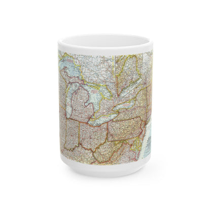 USA - Northeastern & Great Lakes (1959) (Map) White Coffee Mug-15oz-The Sticker Space