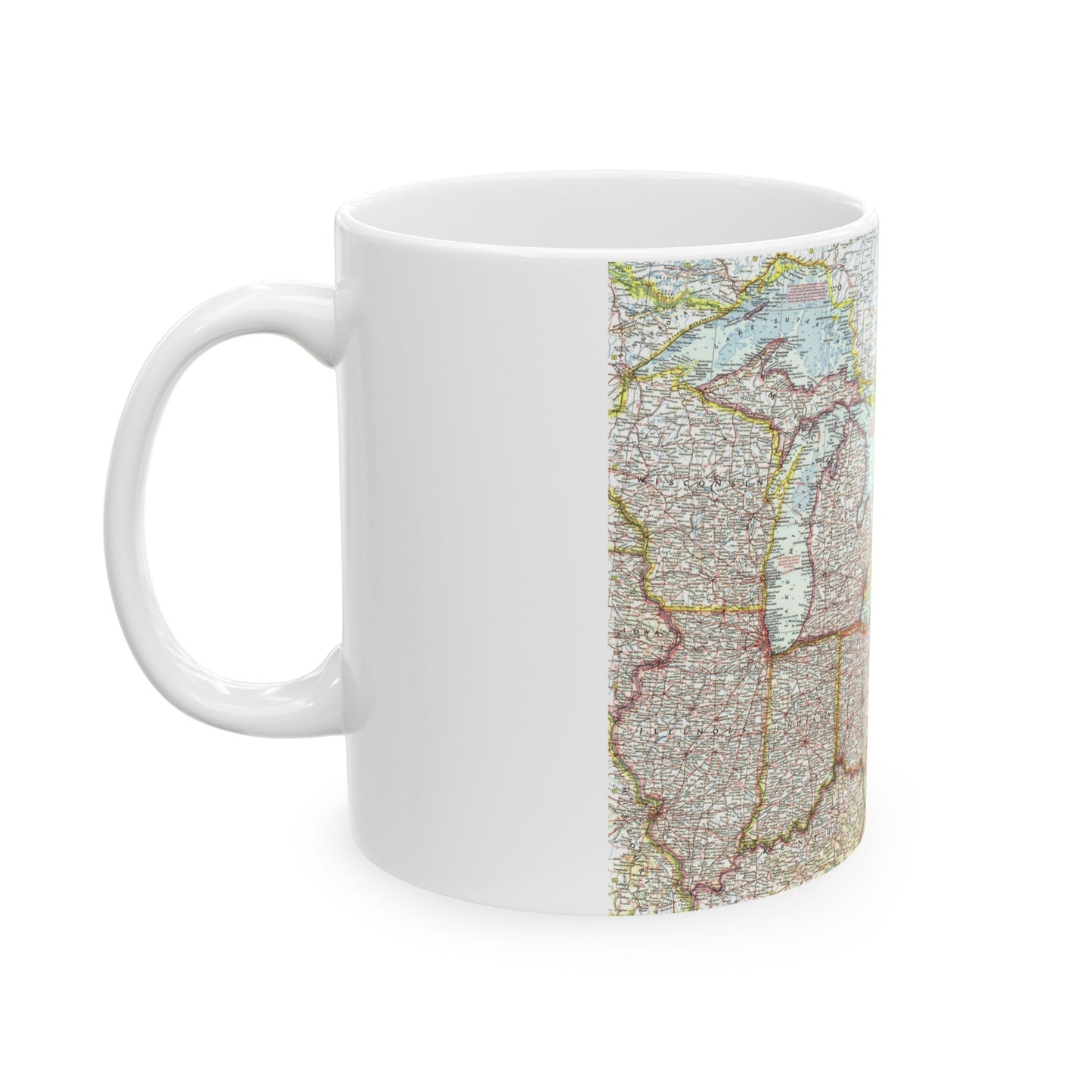 USA - Northeastern & Great Lakes (1959) (Map) White Coffee Mug-The Sticker Space