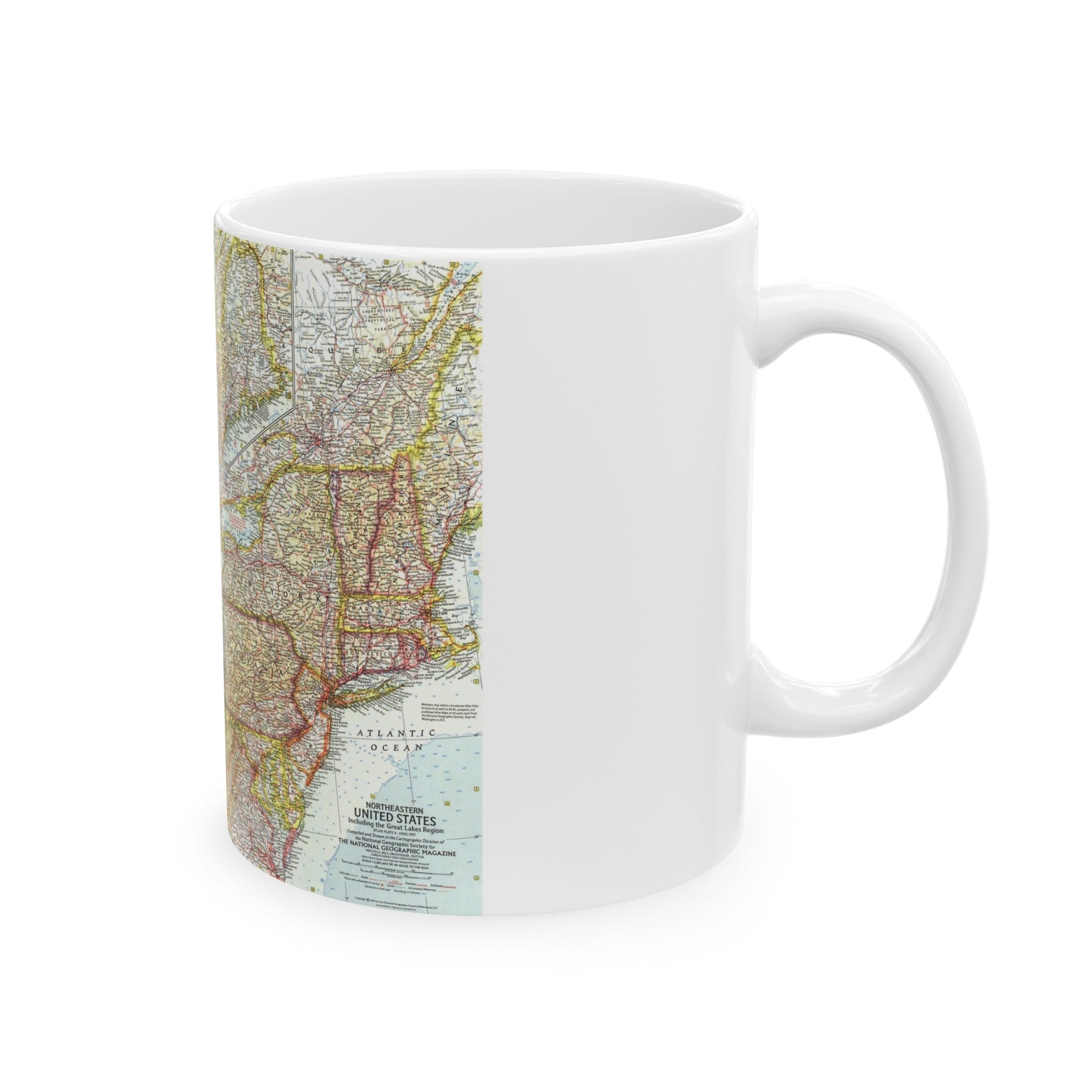 USA - Northeastern & Great Lakes (1959) (Map) White Coffee Mug-The Sticker Space