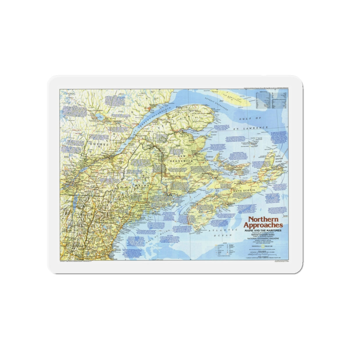 USA - Northern Approaches 1 (1985) (Map) Refrigerator Magnet-3" x 3"-The Sticker Space