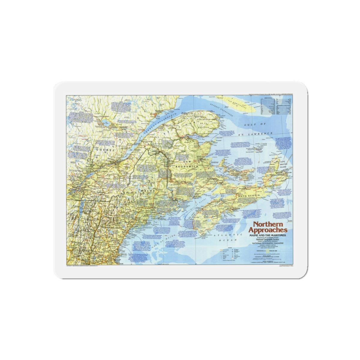 USA - Northern Approaches 1 (1985) (Map) Refrigerator Magnet-5" x 5"-The Sticker Space