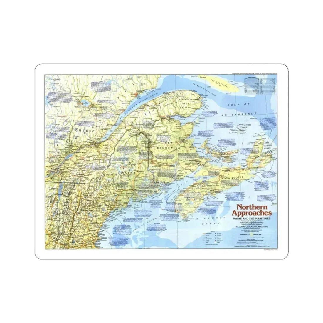 USA - Northern Approaches 1 (1985) (Map) STICKER Vinyl Kiss-Cut Decal 3 Inch White - The Sticker Space
