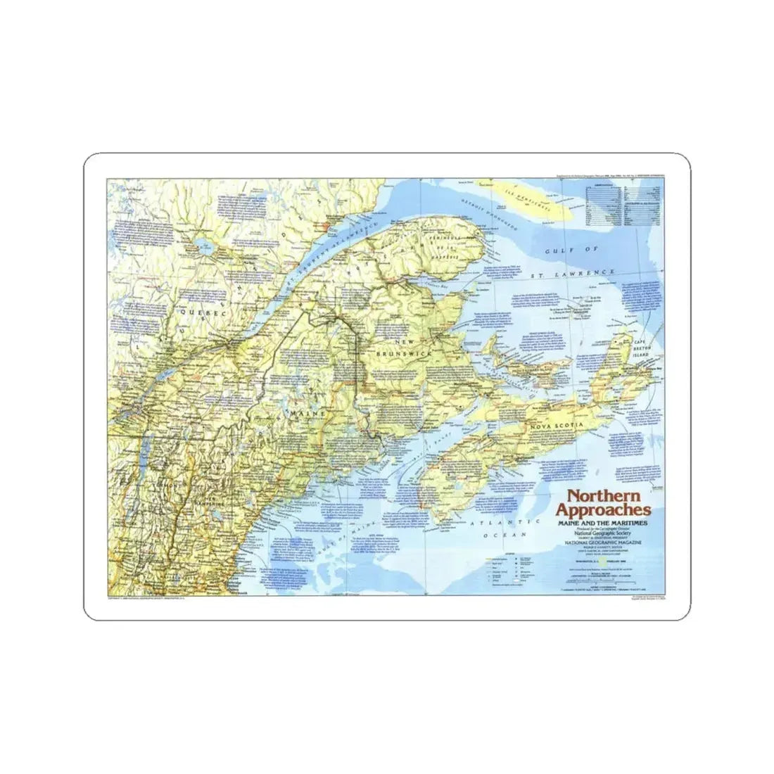 USA - Northern Approaches 1 (1985) (Map) STICKER Vinyl Kiss-Cut Decal 4 Inch White - The Sticker Space