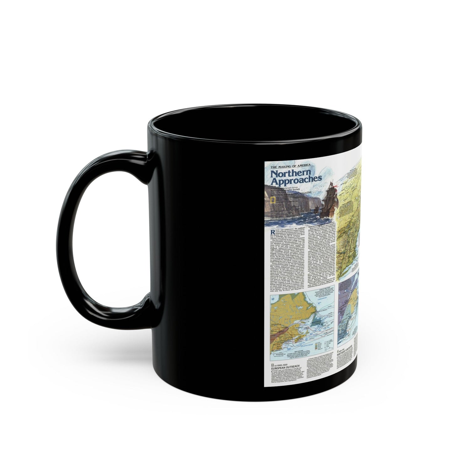 USA - Northern Approaches 2 (1985) (Map) Black Coffee Mug-The Sticker Space