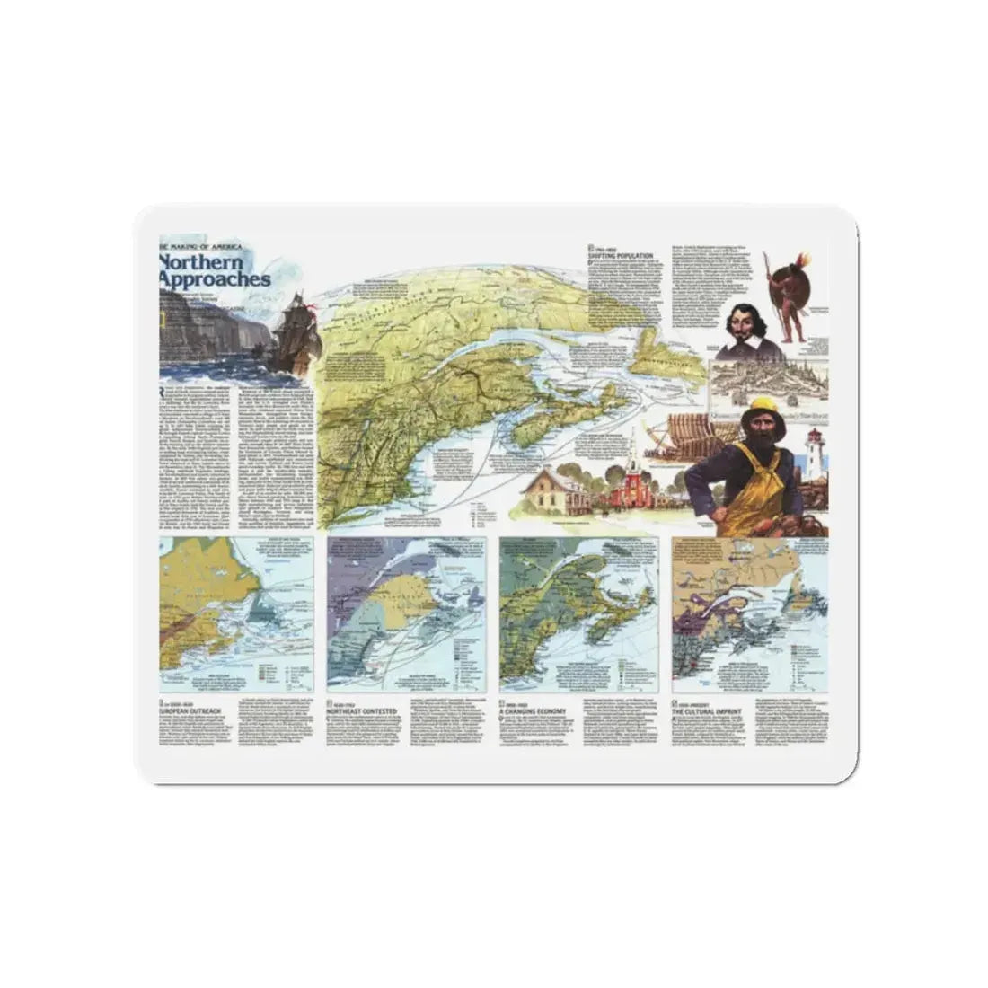 USA - Northern Approaches 2 (1985) (Map) Refrigerator Magnet 2 Inch - The Sticker Space