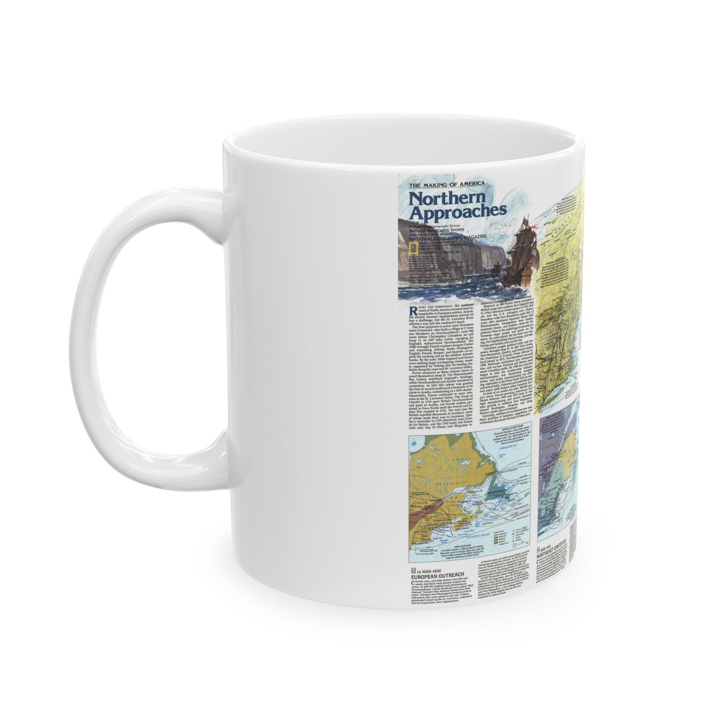 USA - Northern Approaches 2 (1985) (Map) White Coffee Mug-The Sticker Space