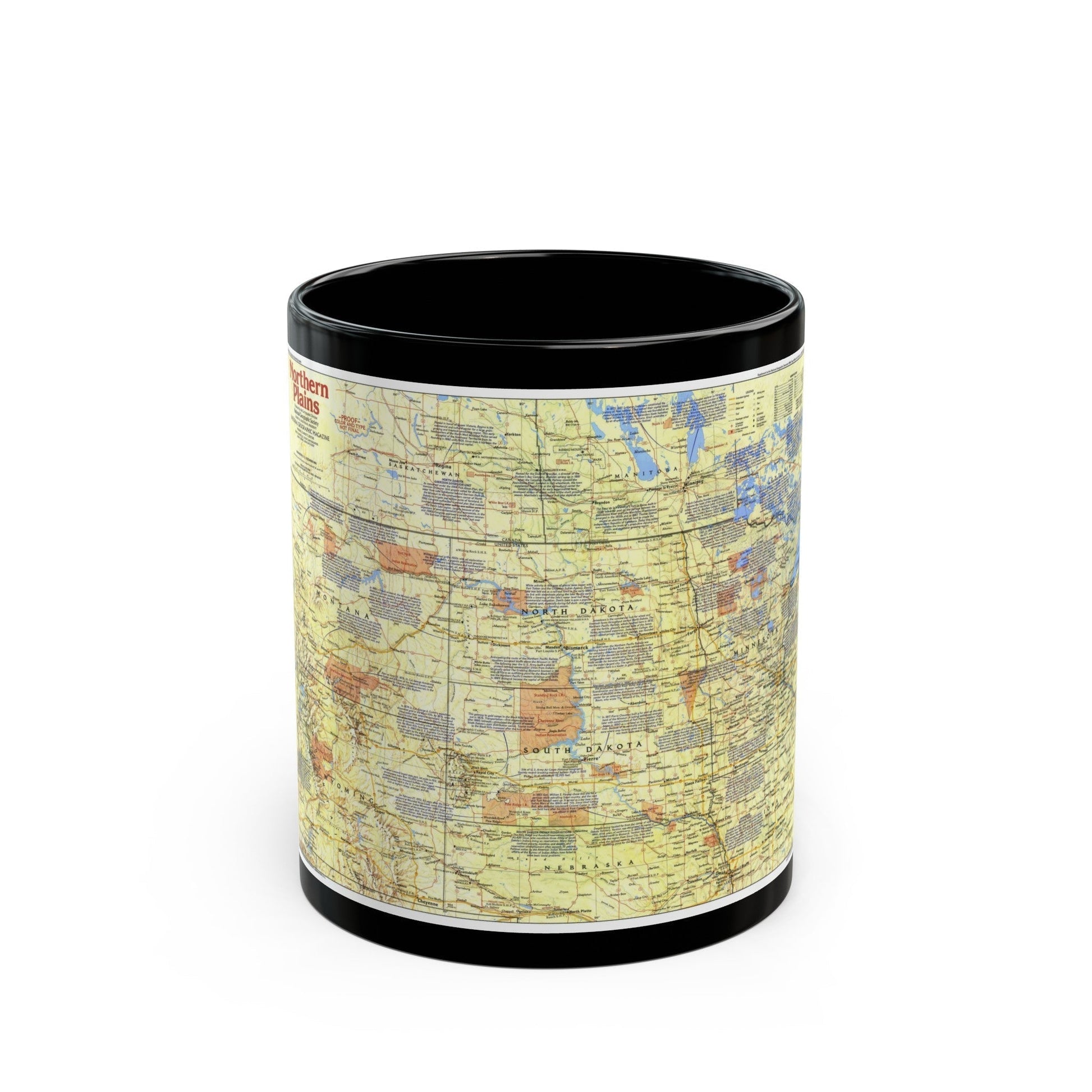 USA - Northern Plains 1 (1986) (Map) Black Coffee Mug-11oz-The Sticker Space