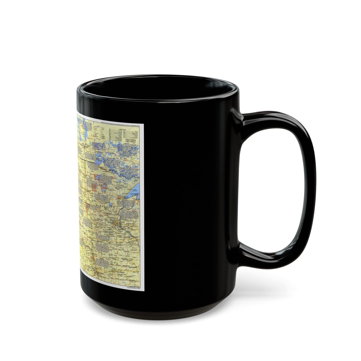 USA - Northern Plains 1 (1986) (Map) Black Coffee Mug-The Sticker Space