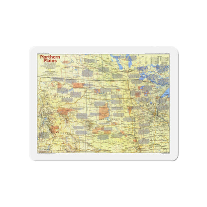 USA - Northern Plains 1 (1986) (Map) Refrigerator Magnet-4" x 4"-The Sticker Space