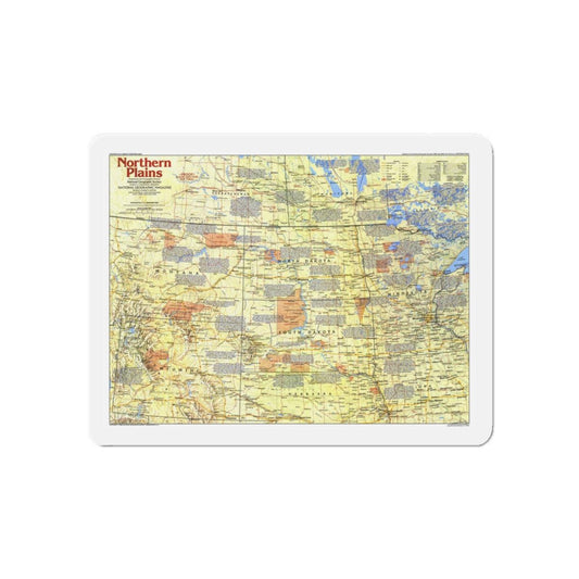 USA - Northern Plains 1 (1986) (Map) Refrigerator Magnet-6 × 6"-The Sticker Space