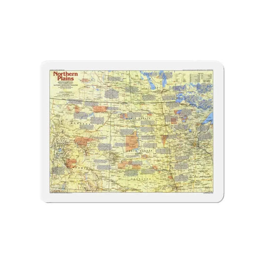 USA - Northern Plains 1 (1986) (Map) Refrigerator Magnet 6 Inch - The Sticker Space