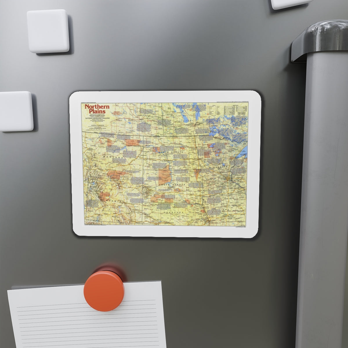 USA - Northern Plains 1 (1986) (Map) Refrigerator Magnet-The Sticker Space