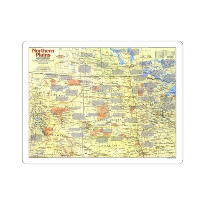 USA - Northern Plains 1 (1986) (Map) STICKER Vinyl Kiss-Cut Decal 3 Inch White - The Sticker Space