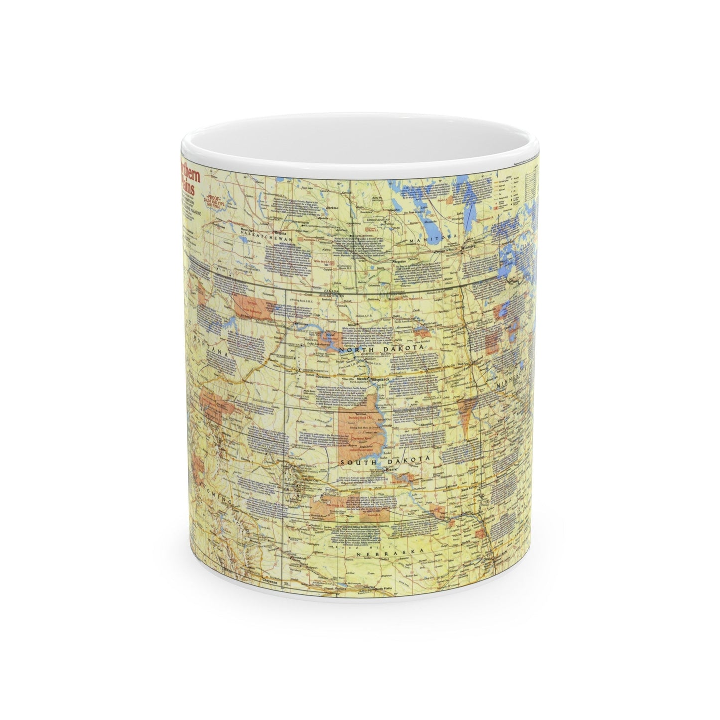 USA - Northern Plains 1 (1986) (Map) White Coffee Mug-11oz-The Sticker Space