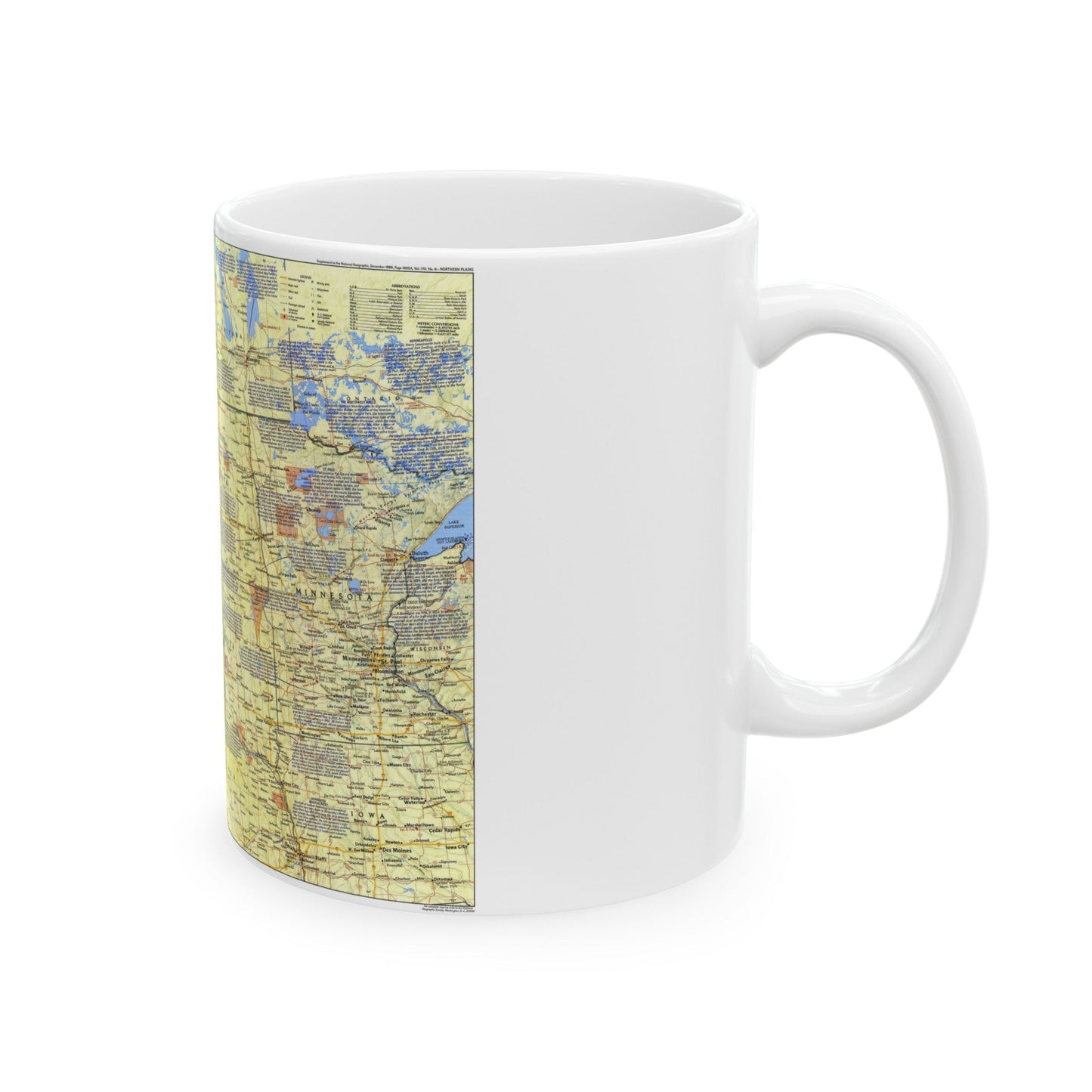 USA - Northern Plains 1 (1986) (Map) White Coffee Mug-The Sticker Space