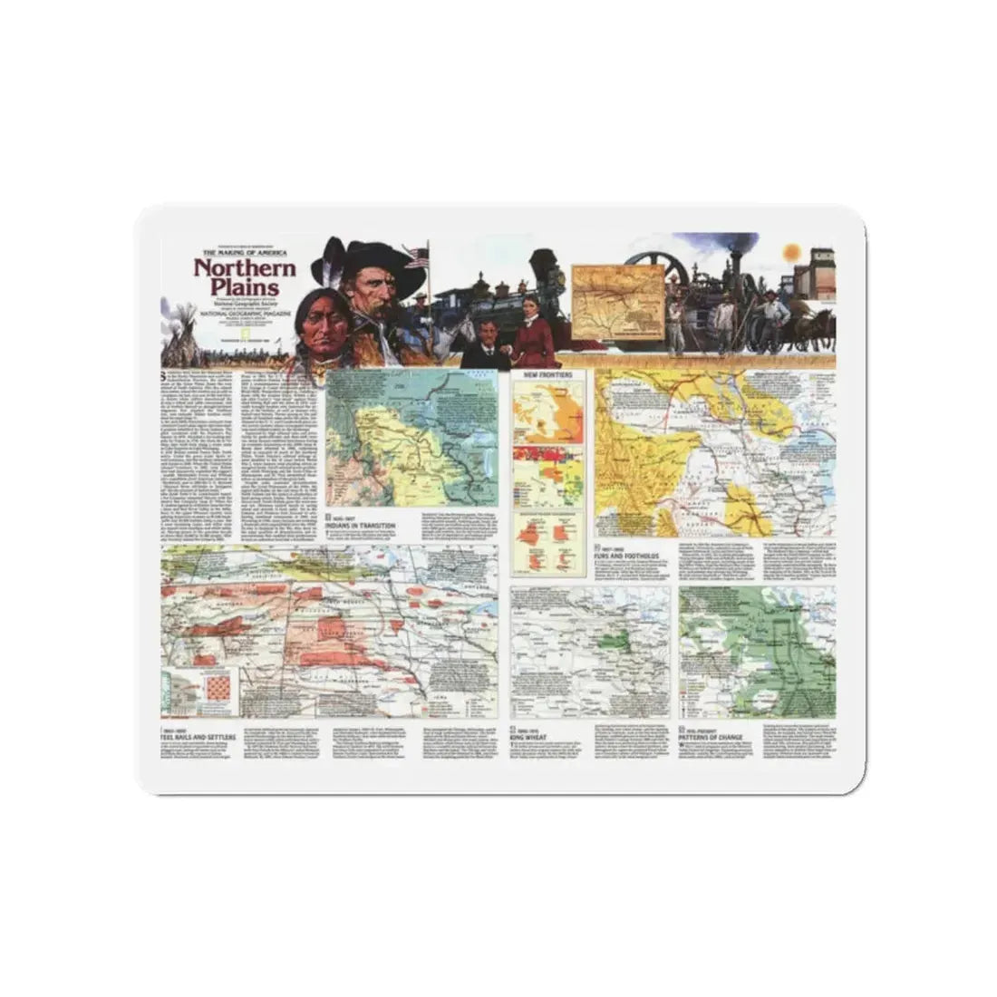 USA - Northern Plains 2 (1986) (Map) Refrigerator Magnet 2 Inch - The Sticker Space