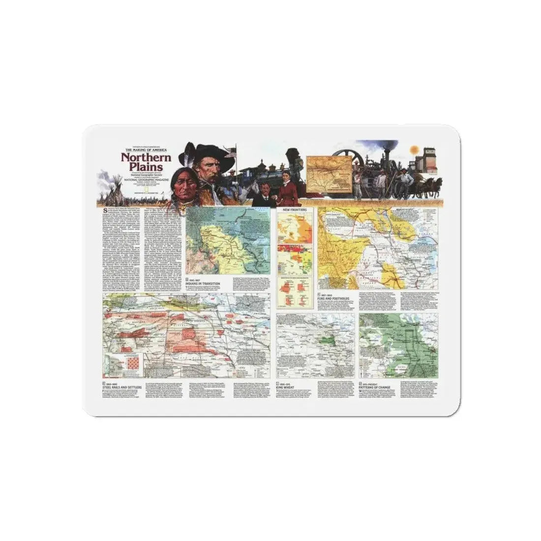 USA - Northern Plains 2 (1986) (Map) Refrigerator Magnet 6 Inch - The Sticker Space