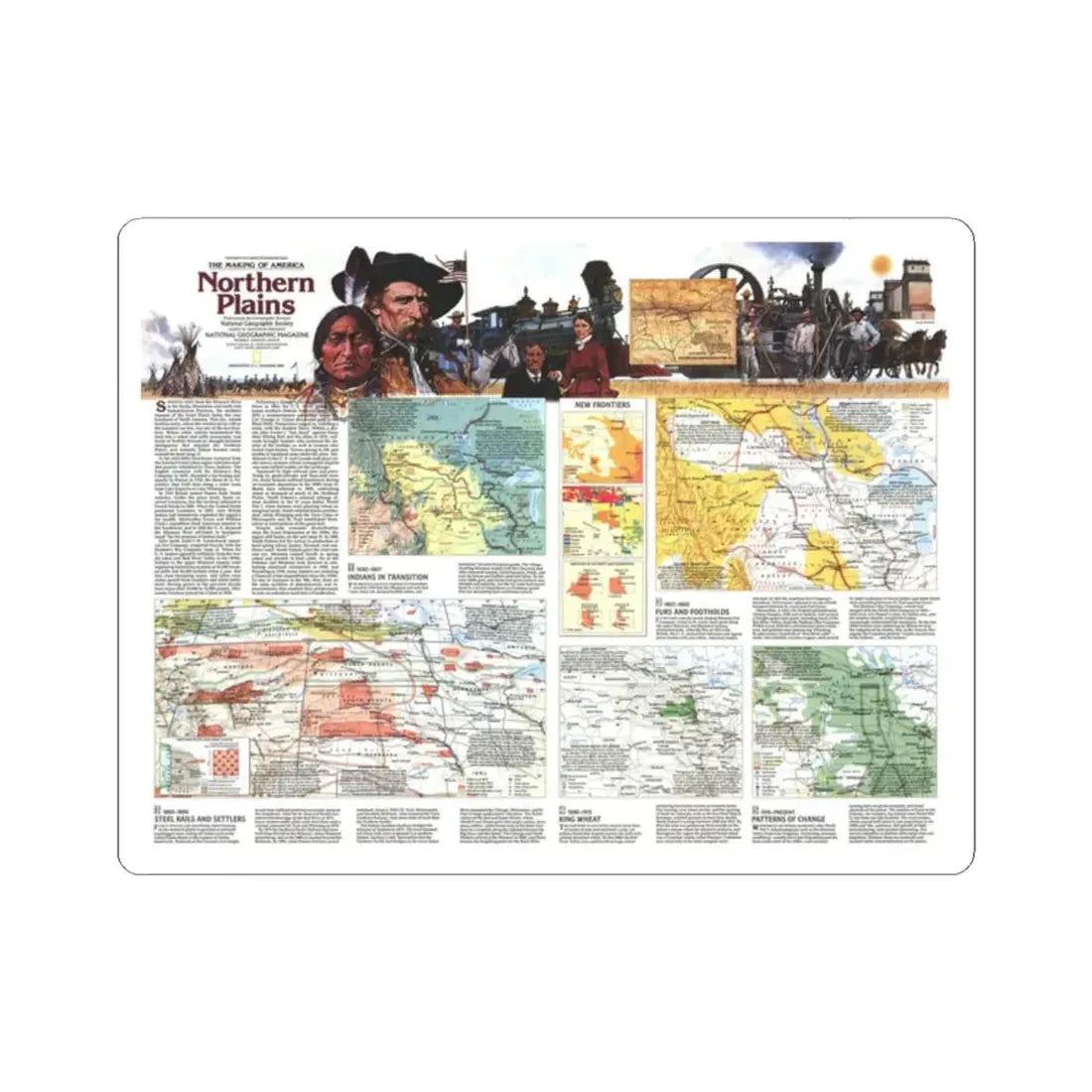 USA - Northern Plains 2 (1986) (Map) STICKER Vinyl Kiss-Cut Decal 2 Inch White - The Sticker Space