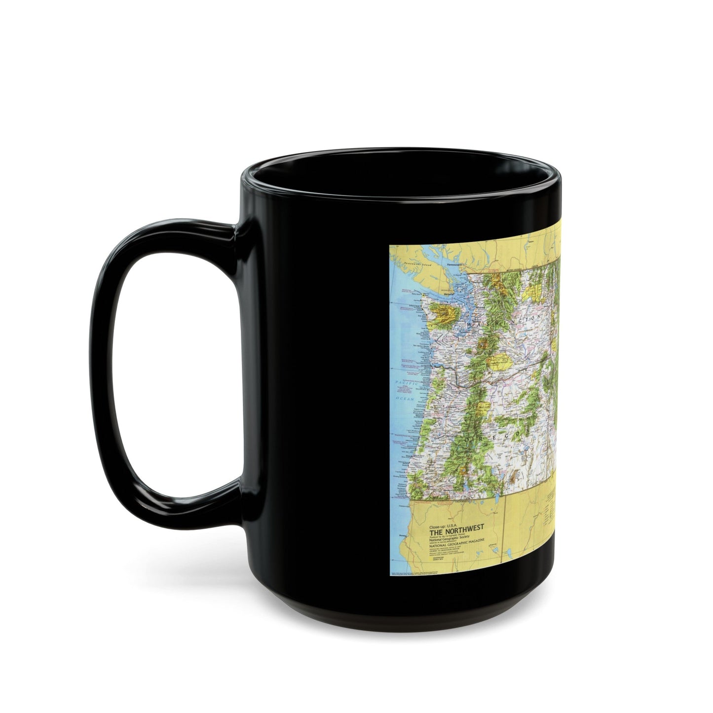 USA - Northwest 1 (1973) (Map) Black Coffee Mug-The Sticker Space