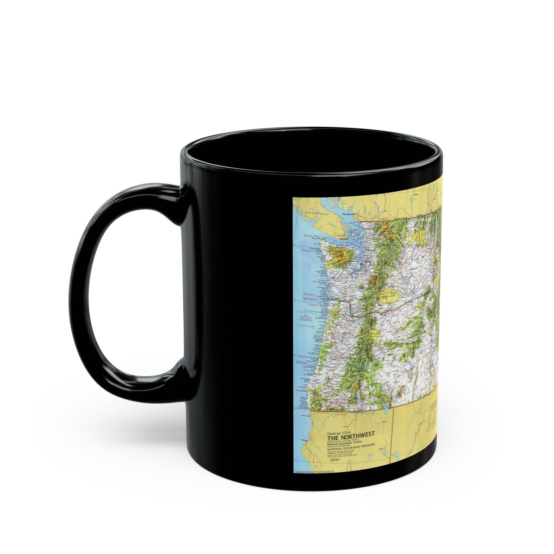 USA - Northwest 1 (1973) (Map) Black Coffee Mug-The Sticker Space