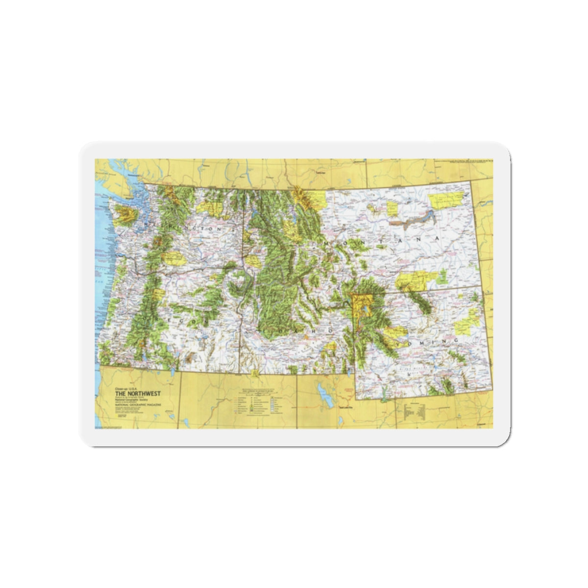 USA - Northwest 1 (1973) (Map) Refrigerator Magnet-2" x 2"-The Sticker Space