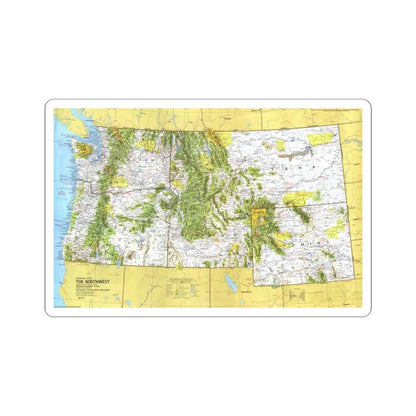 USA - Northwest 1 (1973) (Map) STICKER Vinyl Kiss-Cut Decal 4 Inch White - The Sticker Space