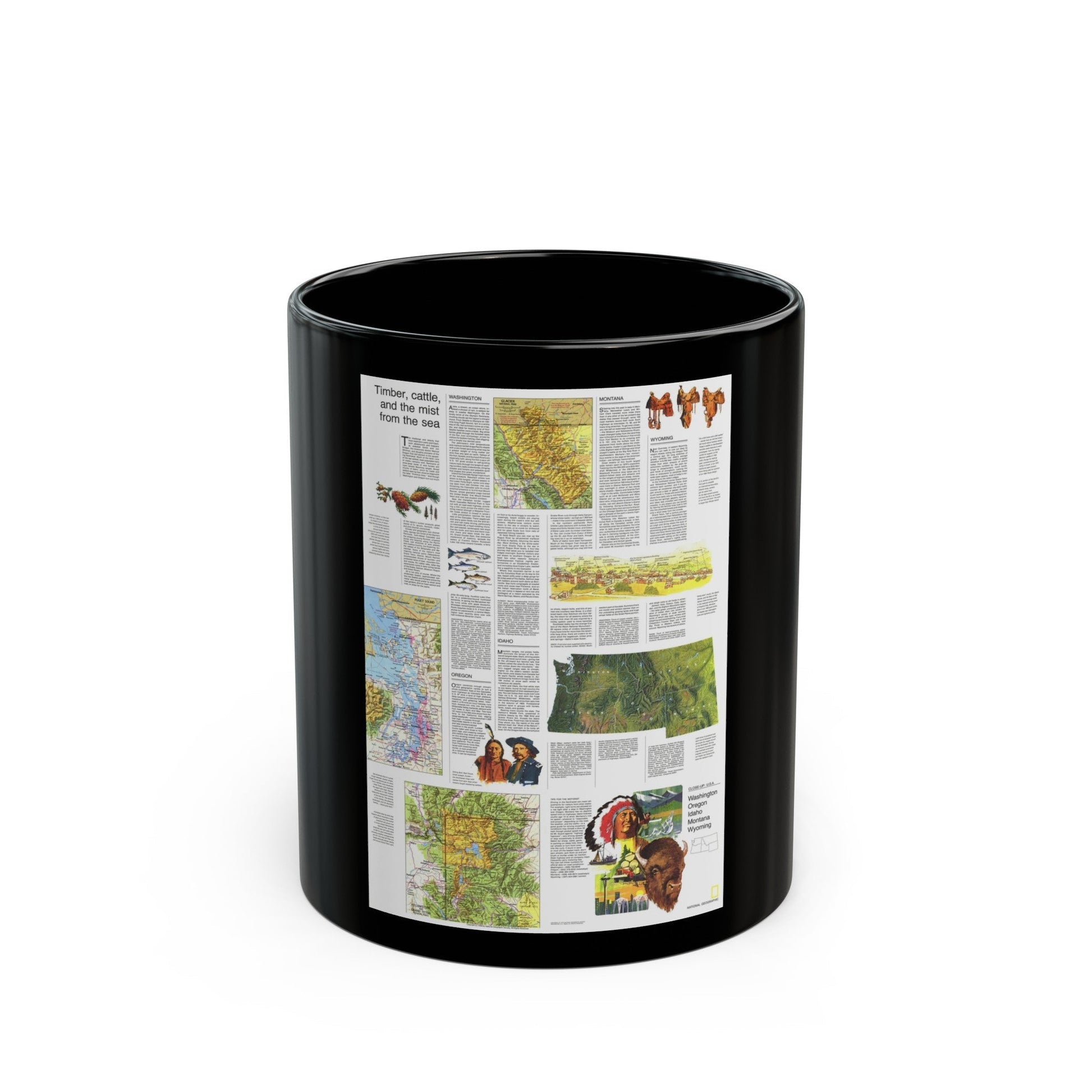 USA - Northwest 2 (1973) (Map) Black Coffee Mug-11oz-The Sticker Space