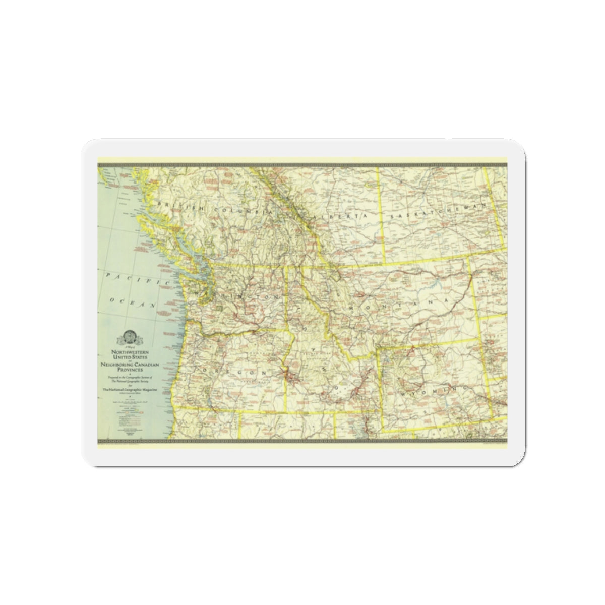 USA - Northwestern (1941) (Map) Refrigerator Magnet-2" x 2"-The Sticker Space