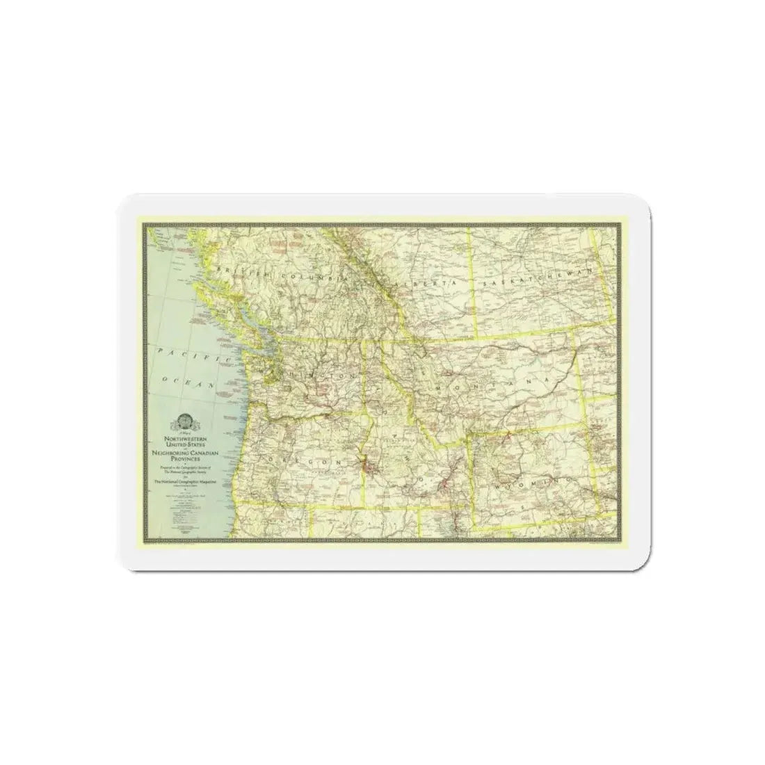 USA - Northwestern (1941) (Map) Refrigerator Magnet 6 Inch - The Sticker Space